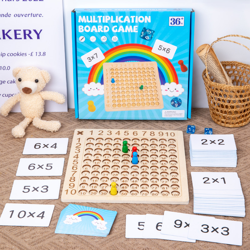 99-Multiplikationsbrettspiel aus Holz, Montessori-Kinder, Lernspielzeug, Mathematik, Zählen, Hunderttafel, interaktives Denken