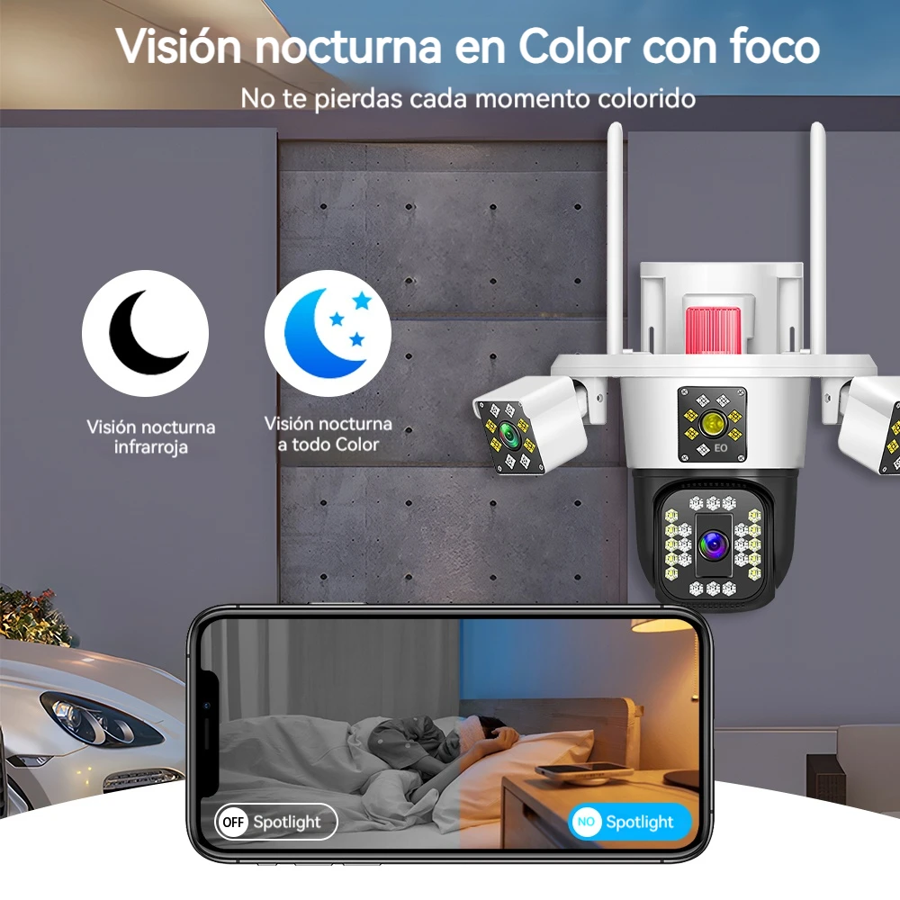 Linook 12MP 6K 3 lentes WiFi cámara de vigilancia CCTV cámara WiFi al aire libre cámara IP, protección de seguridad PTZ