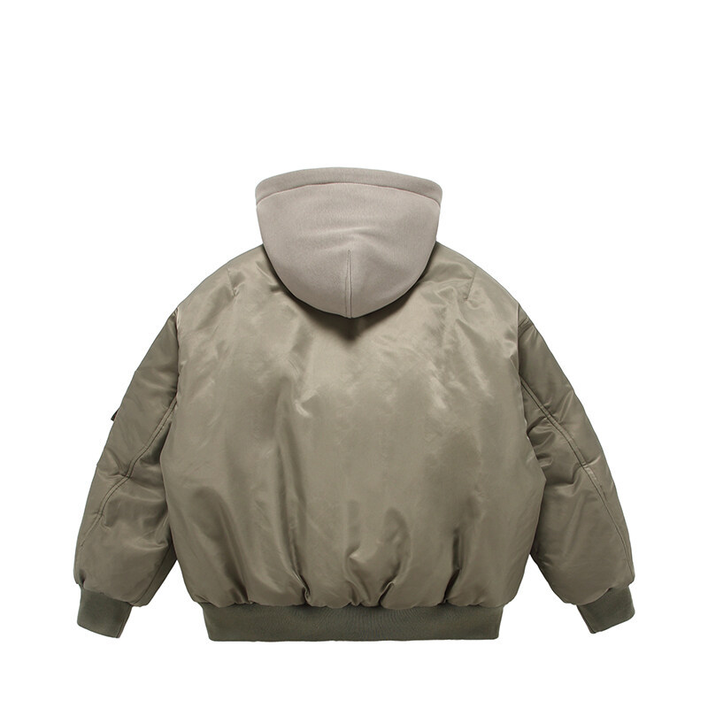 Falso dois piloto jaquetas de algodão dos homens inverno nova tendência rua alta espessamento casacos bomber com capuz vários bolsos parkas curtos