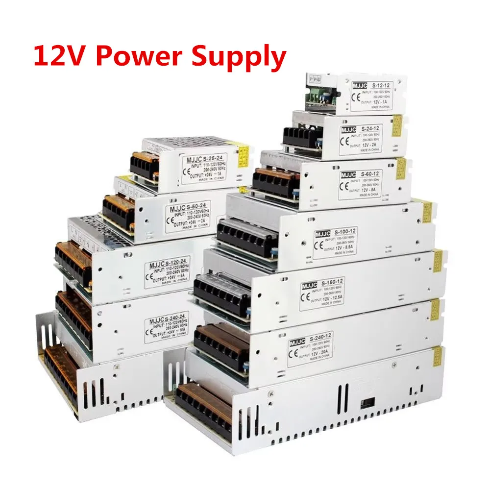 Trasformatori di illuminazione 110V 220V a DC 12V 1A 2A 5A 10A 15A 20A 25A 30A per CCTV Led Strip Switch Adattatore di alimentazione Sorgente