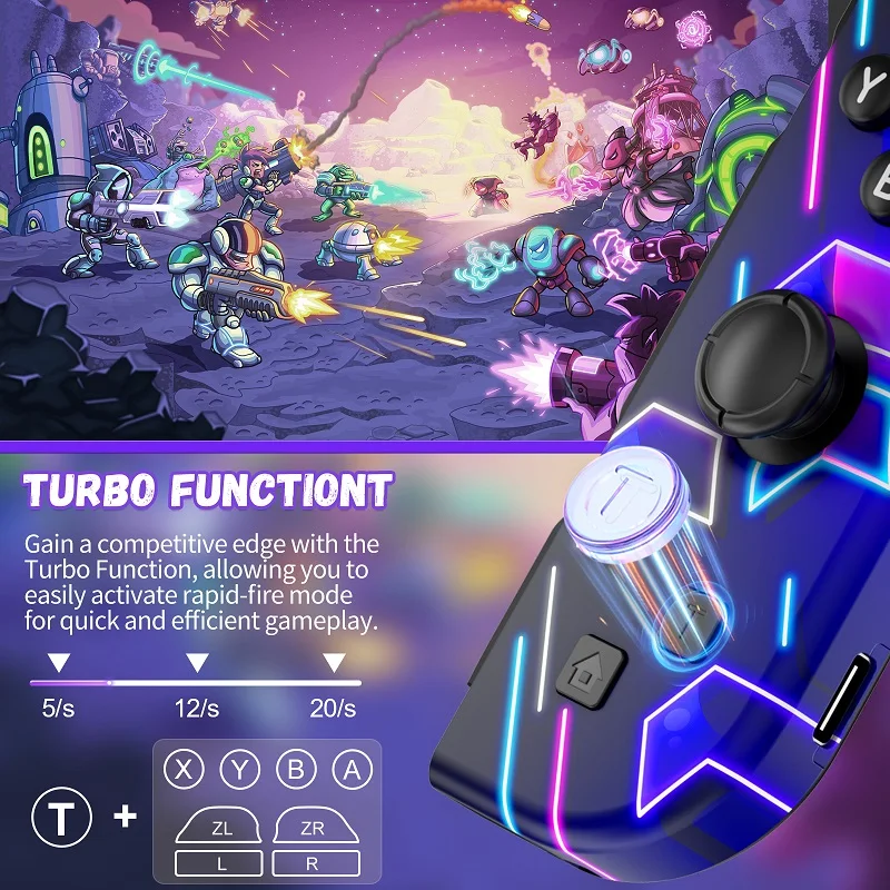 Work Perfect For Nintendo Switch/Oled/Lite For Joycons BT Controller W/ Turbo Vibration Gaming Accessories , NO Strap
