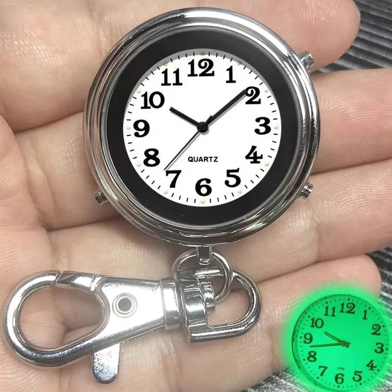Classic Clock Craft Quartz Movement Round Clocks Luminous Keychain Remote Clock with Battery Student Medical Watch Gifts