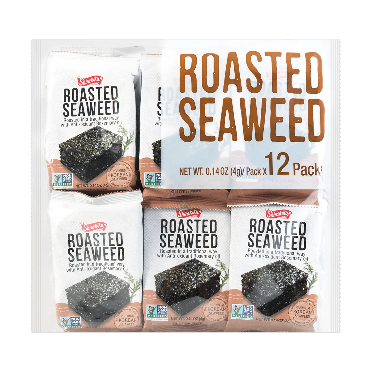 [6 Packs] SHIRAKIKU Roasted Seaweed Snacks - 12 Packs of 0.14oz Each - Healthy & Delicious Seaweed Snacks