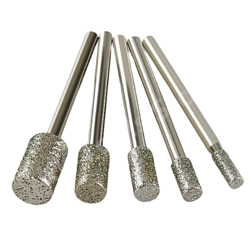 3mm-20mm Cylindrical Diamond Burr Grinding Bit 3/6mm Shank Stone Jade Carving Grinding Engraving Drill Bit Dremel Rotary Tools
