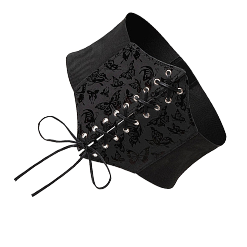 Y166 プリントレースアップコルセットヴィンテージビスチェコルセットベルトティーパーティー衣装ニッパーベルト