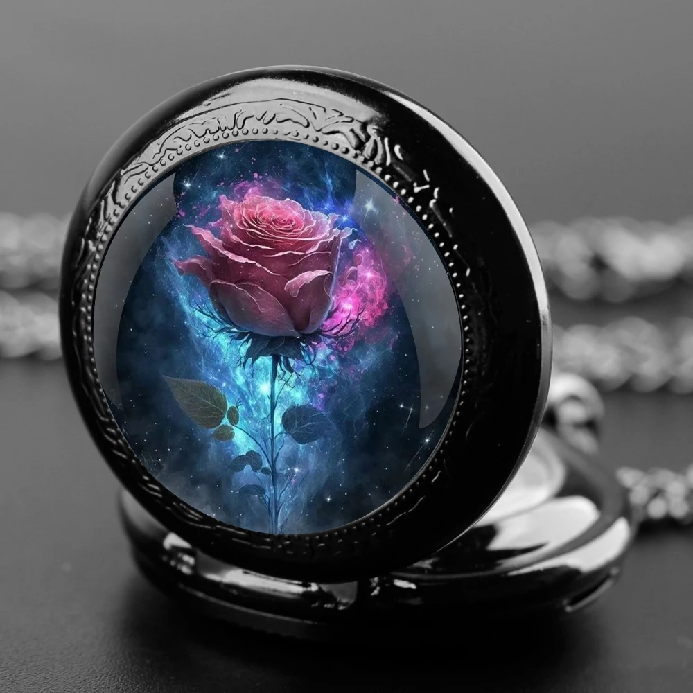 Кварцевые карманные часы с розовым дизайном и винтажной цепочкой, циферблатом с арабскими цифрами для мужчин и женщин, креативные подарки