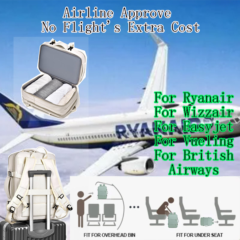 여행 배낭 40x20x25 캐빈 방수 Y2k 가방 노트북 용 Carryon 15.6 인치 USB 충전 스포츠가있는 고품질 Ryanair