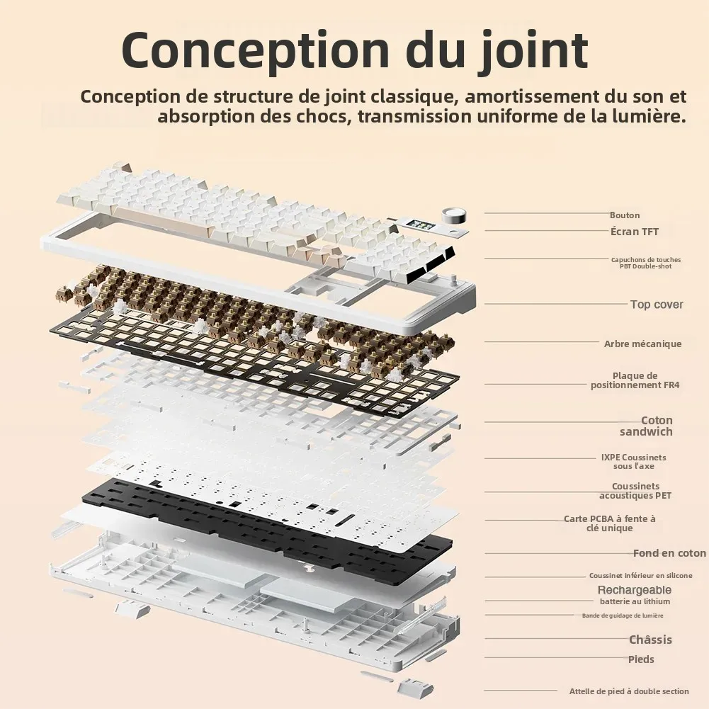 AULA F108 pro clavier Bluetooth sans fil clavier de jeu Macro joint clavier pleine taille échange à chaud avec affichage intelligent TFT