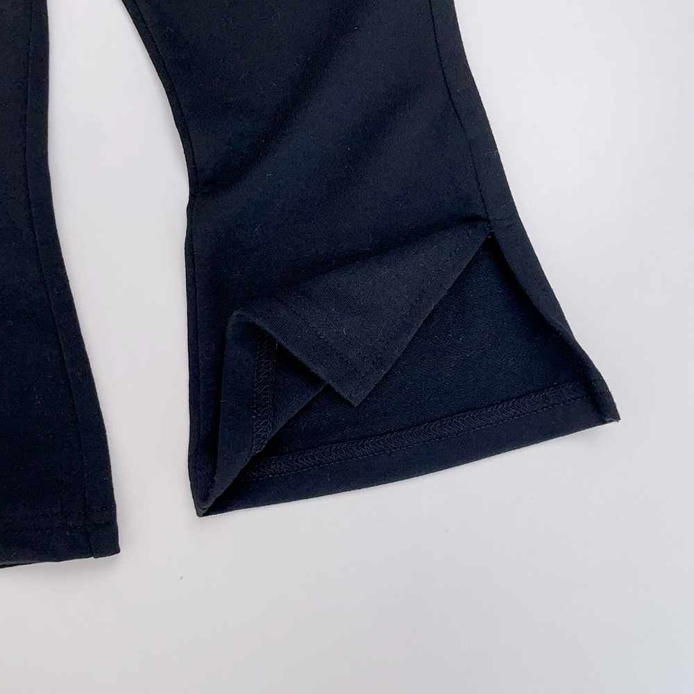 Set a maniche lunghe da ragazza Autunno e inverno Nuovo top a righe pieghettate con risvolto ampio da ragazza + pantaloni a zampa d'elefante Set da ragazza in due pezzi