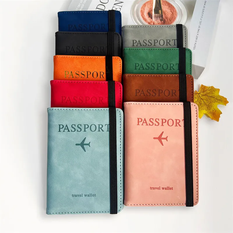 Fundas para pasaporte de negocios Vintage RFID para hombre y mujer, soporte multifunción para tarjetas bancarias de identificación, funda tipo billetera de cuero PU, accesorios de viaje