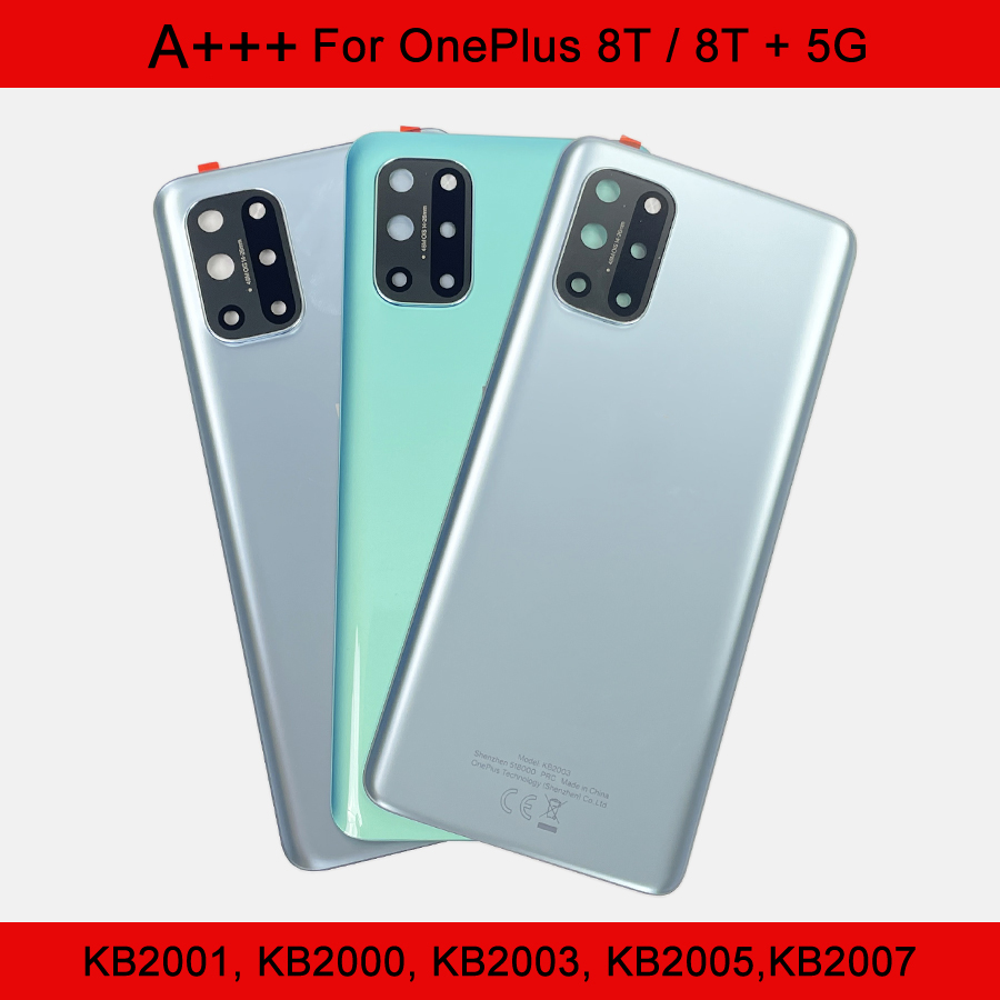 A +++ แก้วสําหรับ OnePlus 8T แบตเตอรี่ฝาครอบด้านหลังซ่อม 1 + 8 T + 5G ประตูด้านหลังเปลี่ยน
