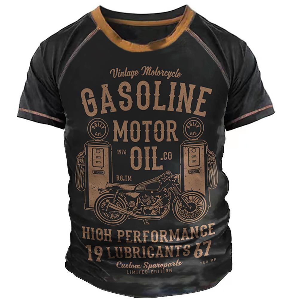 オートバイスポーツメンズ Tシャツファッション 3D プリント半袖ヴィンテージ Tシャツ男性のためのライドバイカーシャツ夏 O ネックルーズトップ