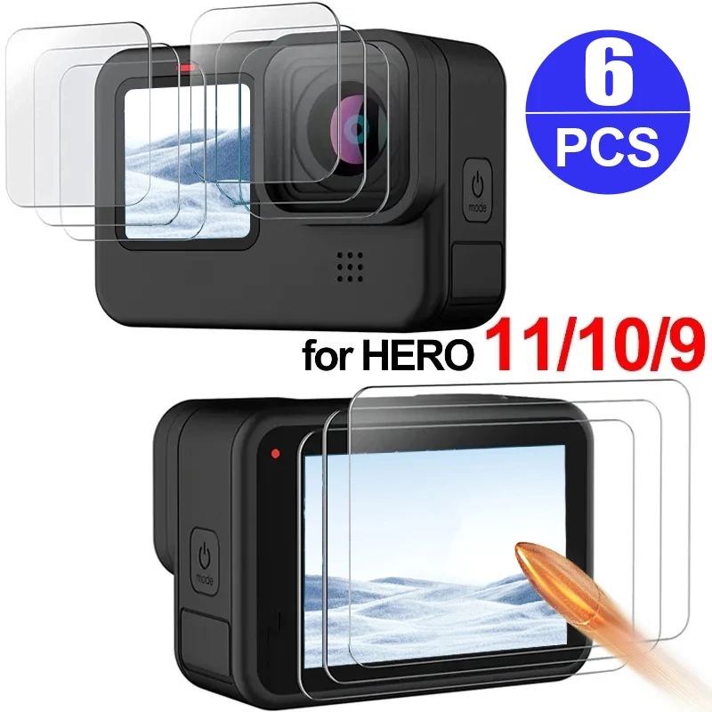 Vidrio templado para Go Pro Hero 12/11/10/9 negro HD transparente Protector de pantalla antiarañazos película templada para GoPro Hero 9 10 11