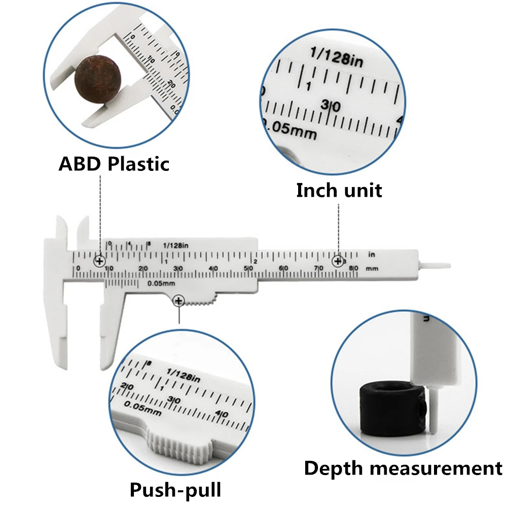 80mm caliper, small plastic sliding vernier caliper, measuring tool, micrometer, manual tool