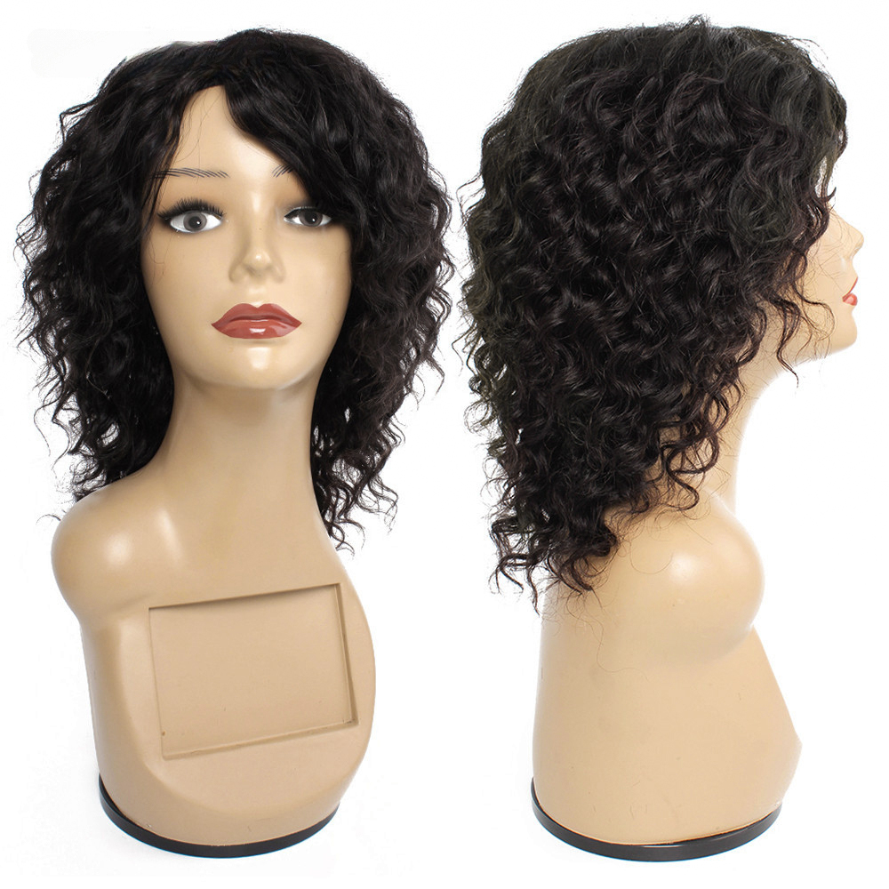 Máquina de perucas de cabelo humano remy feita peruca cor natural ombre loira borgonha onda profunda estilo cabelo curto mogulhair