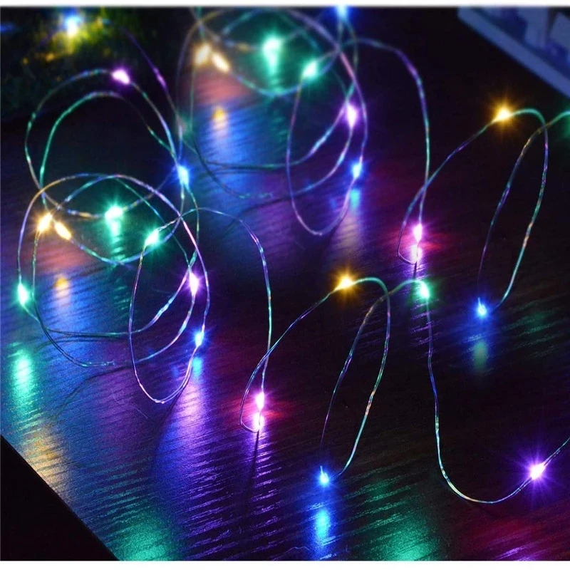 Guirnalda de luces LED para exteriores, guirnalda de hadas con batería, luces de alambre de cobre para Navidad, fiesta, boda, 8 colores