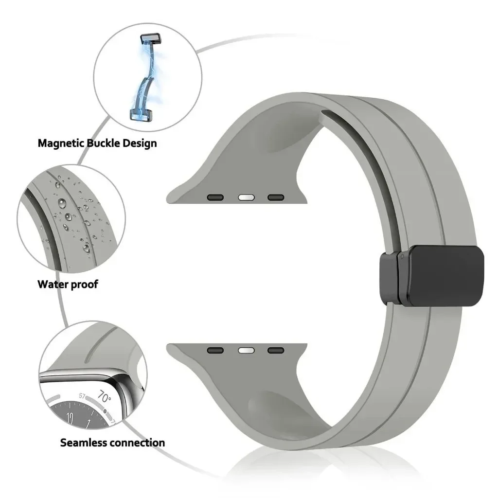 สายรัดแม่เหล็กสำหรับนาฬิกา Apple สายรัดอัลตร้า49มม. 45มม. สายซิลิโคน iWatch Series 7 8 SE 6 5 3 44มม. 45มม. 40มม. 41มม. 42มม. 38มม.