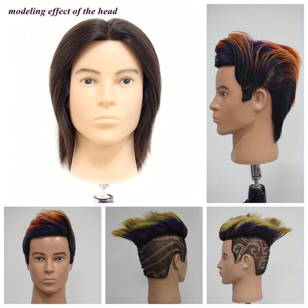 100% echt haar mannequin hoofd heren 8" kapper praktijk schoonheid styling training mannequin hoofd met klemstandaard (natuurlijk Bl