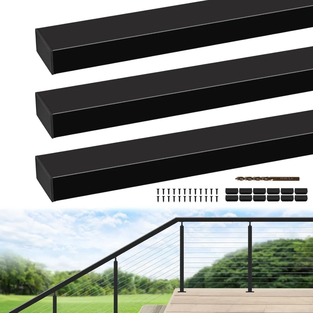 6'6" Stainless Steel Handrail Black 3Pack