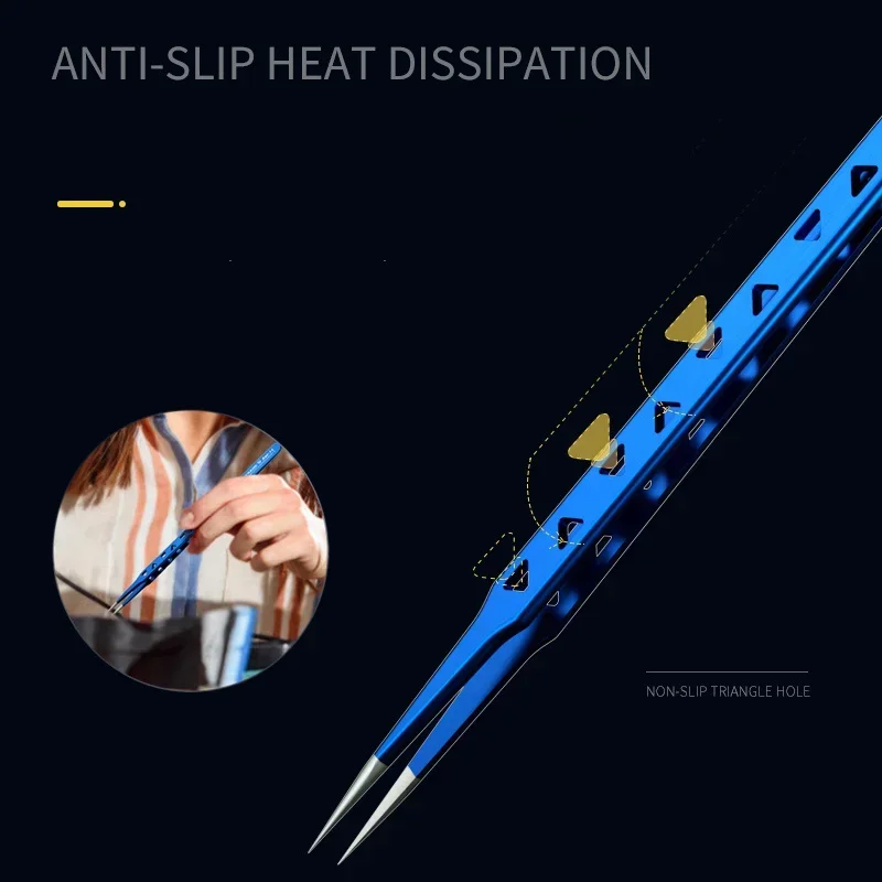 Pinças de dissipação de calor oco mecânico, pinças espessadas alongadas para reparo do telefone móvel, alta dureza, AAC-14