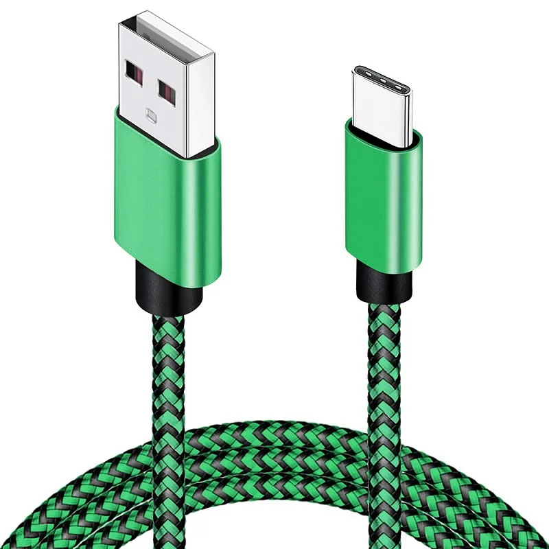 USB 유형 C 케이블 2.4A 삼성 화웨이 Xiaomi 안드로이드 휴대 전화 액세서리에 대한 빠른 충전 나일론 꼰 와이어 충전기 케이블