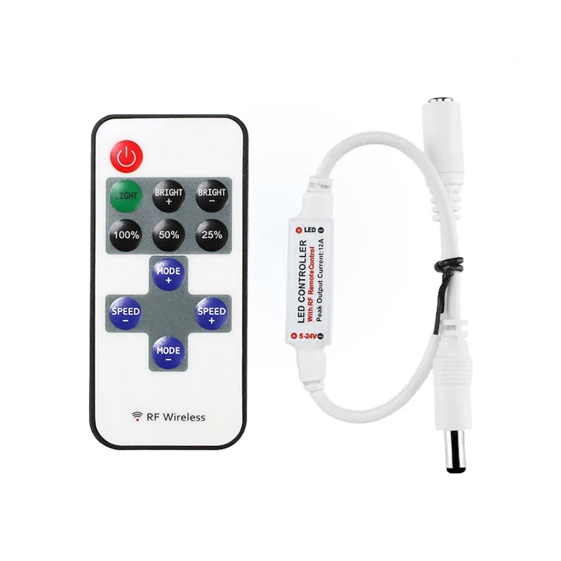 DC5-24V Mini 11Keys RF Wireless Led Remote Controller Led Dimmer Controller For Single Color Light Strip SMD5050/3528/5730/3014/