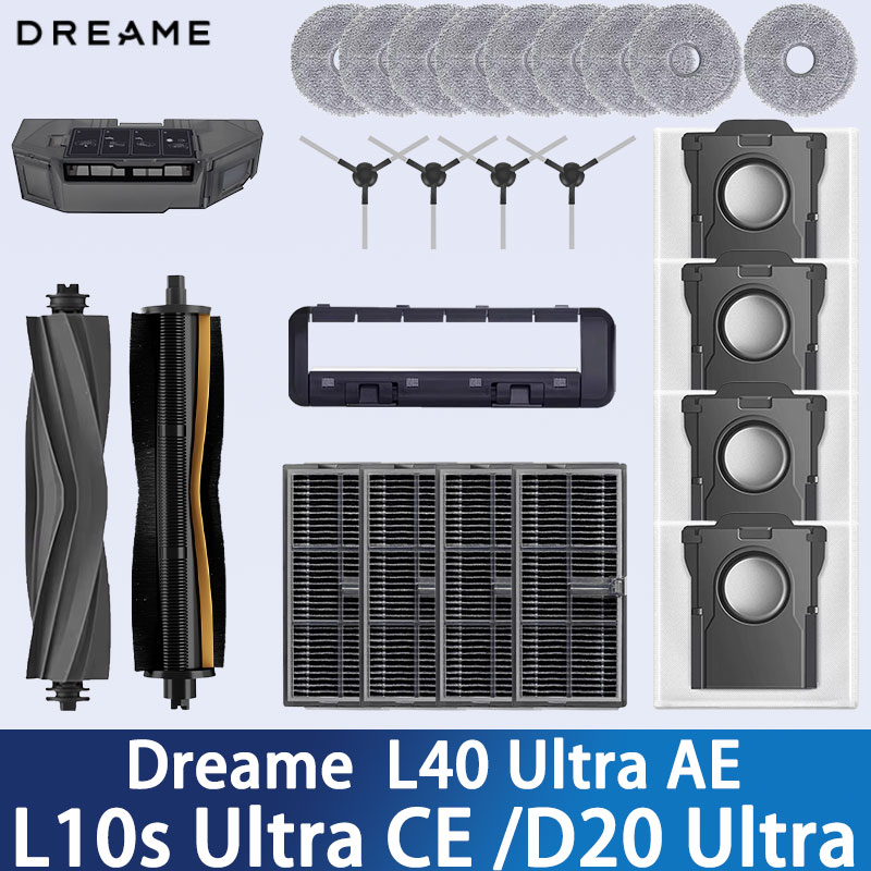 Dreame L40 Ultra AE / L10s Ultra CE/D20 Ultra Аксессуары для пылесоса, основная щетка, кромка, ткань, мешок для пыли, фильтр-сетка