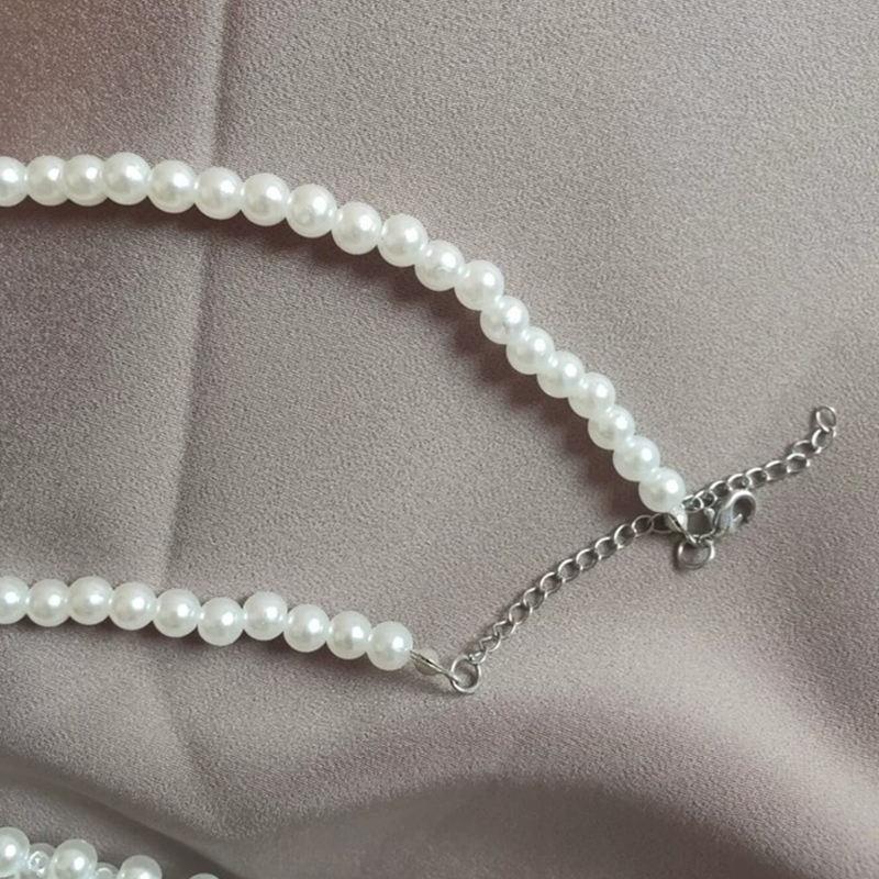 verstellbare Länge Perle Perle Fliege College Damen Perlen Perle Hemden Fliege Geschenk für Frauen Accessoires