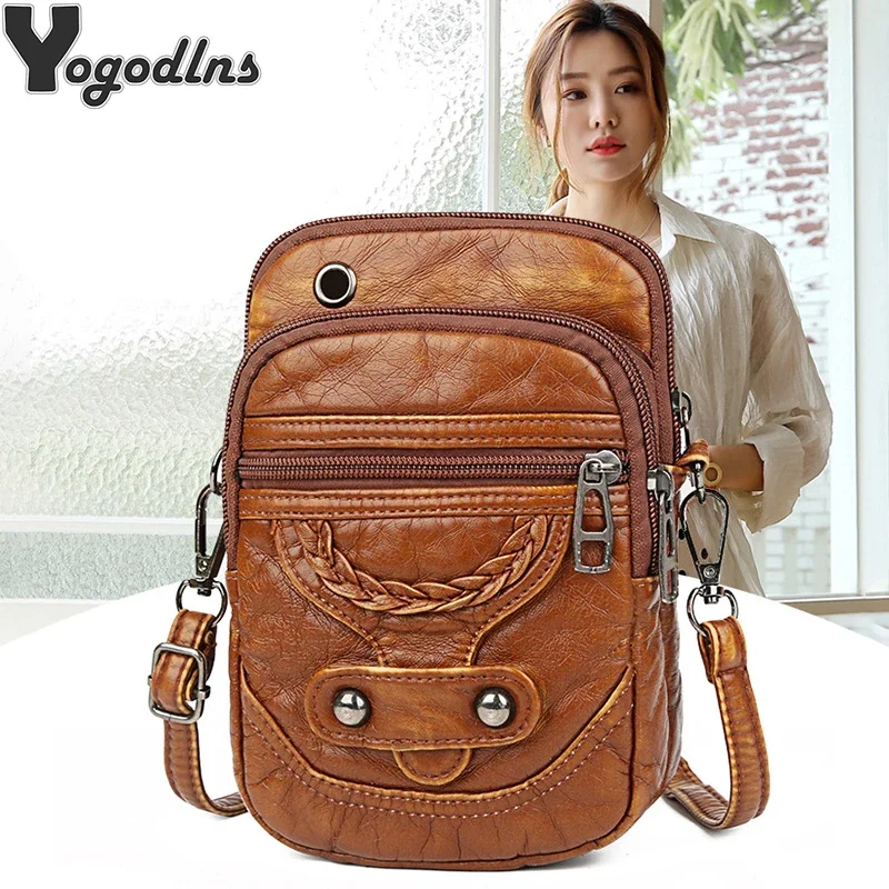 Multi-funcional macio couro do plutônio pequena bolsa de ombro para mulheres vintage crossbody bolsa de dinheiro bolsa de telefone celular baga bolsa
