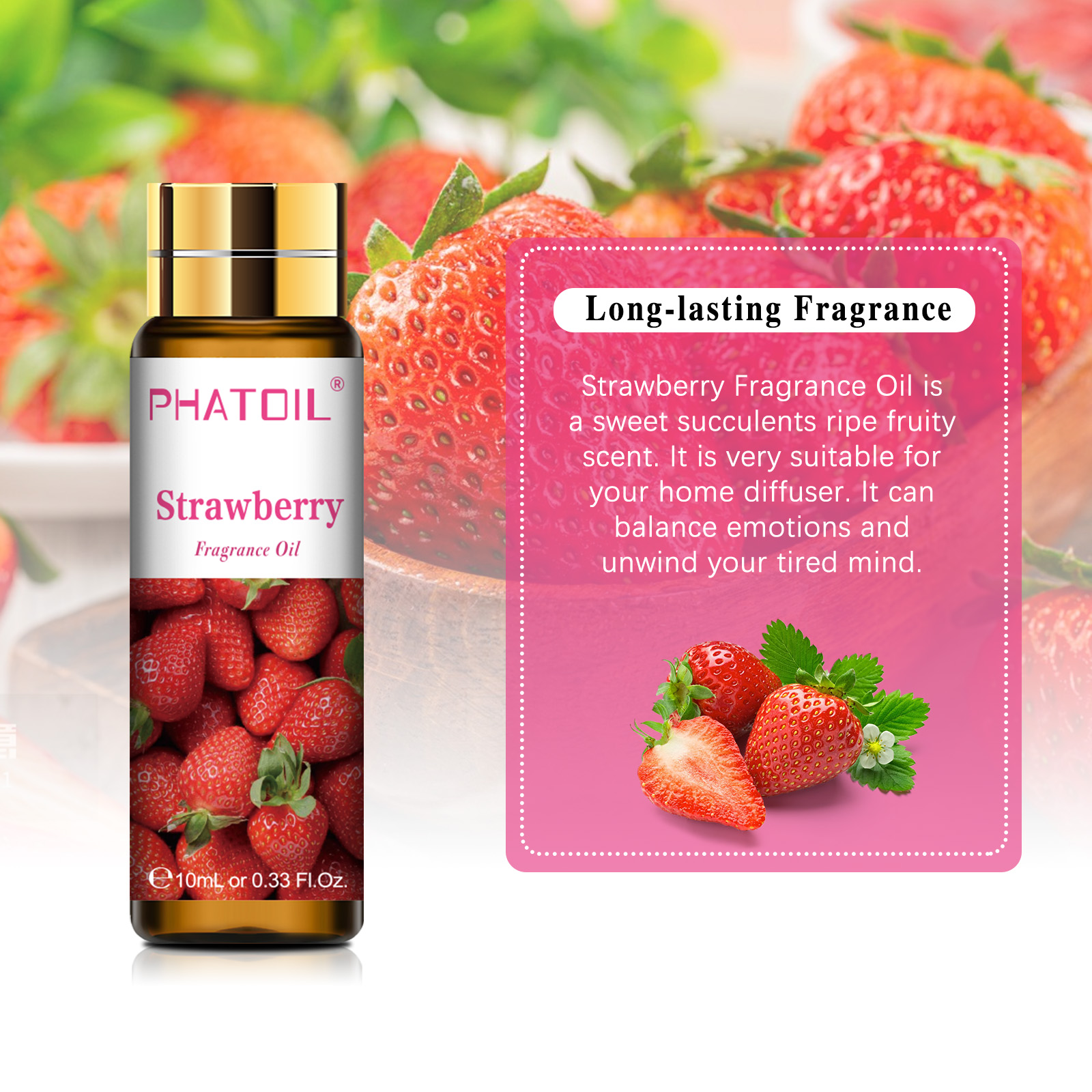 PHATOIL 10ml aceites aromáticos de frutas fresa cereza piña Mango coco uva sandía aceite aromático para fabricación de jabón de velas