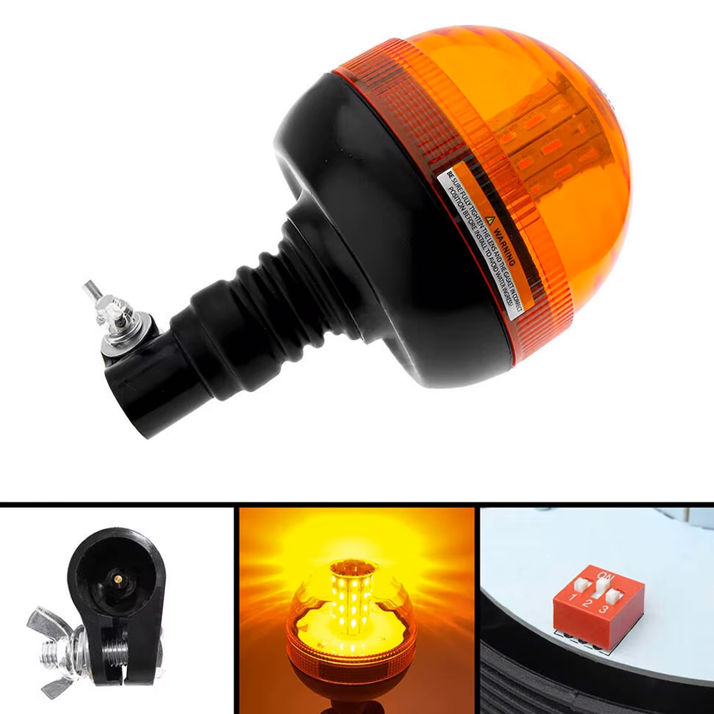 Golf Cart Truck Towable Forklift Flexible Tube Installation Low-Profile Amber Emergency Warning LED Flashlight Safety Light