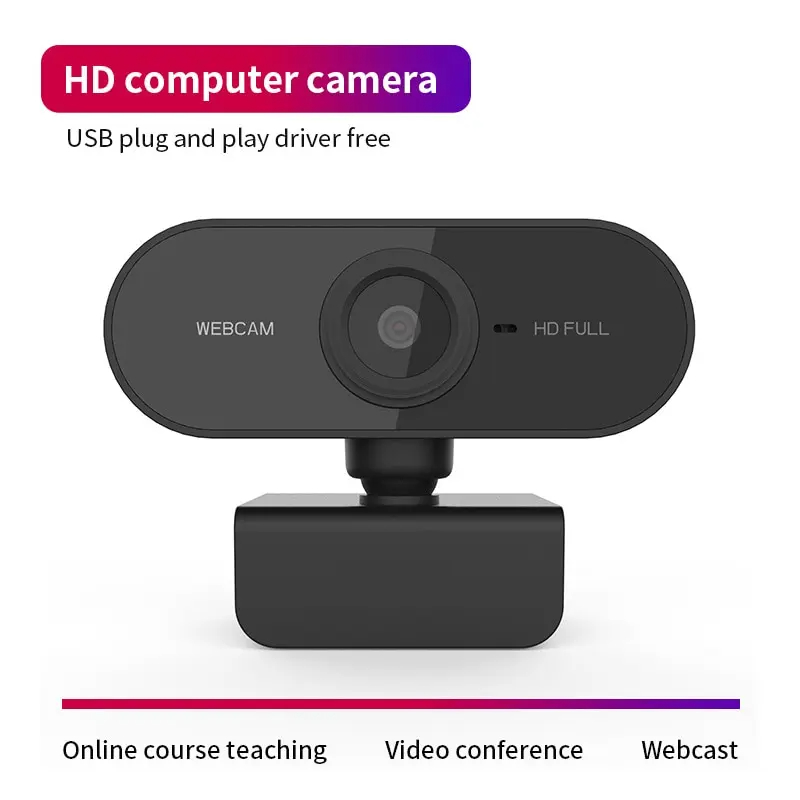 Fotocamera 1080P HD Computer HD Fotocamera USB Microfono incorporato Telecamera di rete USB Fotocamera Web per lavoro con treppiede per microfono