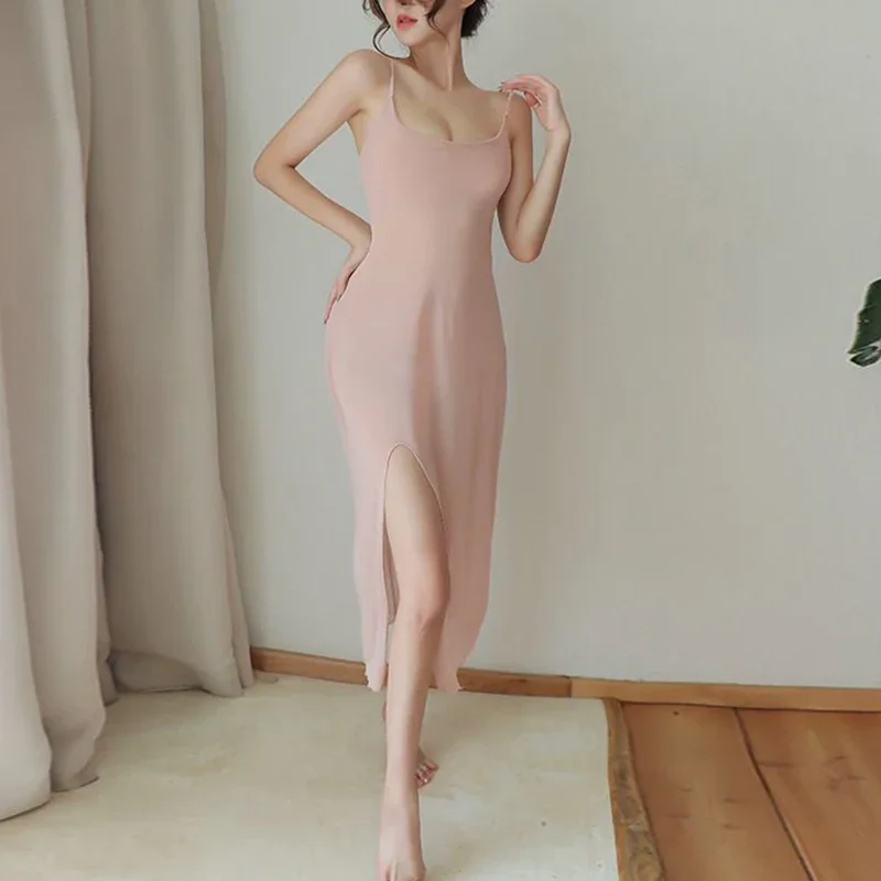 ผู้หญิง Camisoles Full Slips ชุดชั้นในเซ็กซี่ผู้หญิงที่มีสายรัดไหล่เซ็กซี่เลดี้ยาวภายใต้ชุด Solid กระโปรง