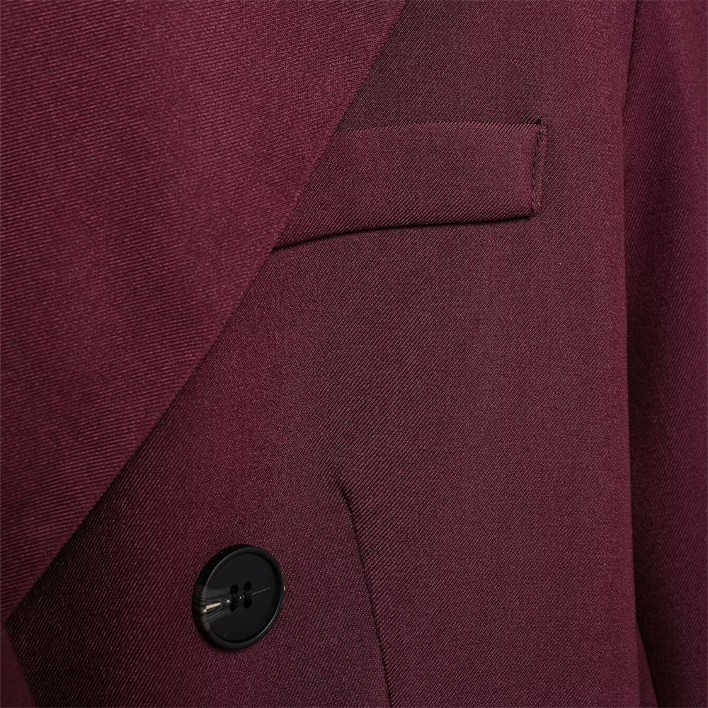 Damenanzug-Set Ankora rot zweireihig Anzugjacke hoch taillierte Hose Herbst neues Anzugset