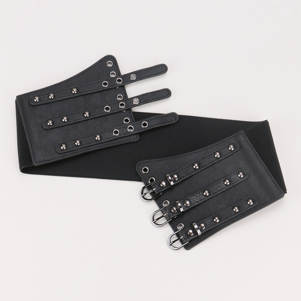Senhoras punk oco cintura elástica decorativa cinto largo cintos finos para mulheres pino fivela espartilho cummerbund na camisa casaco terno