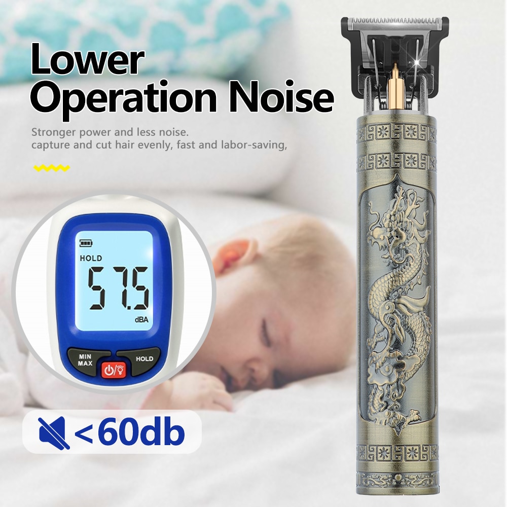 Vintage T9 elektryczna maszyna do ścinania włosów maszynka do strzyżenia włosów profesjonalna golarka męska akumulatorowy trymer fryzjerski dla mężczyzn smok budda