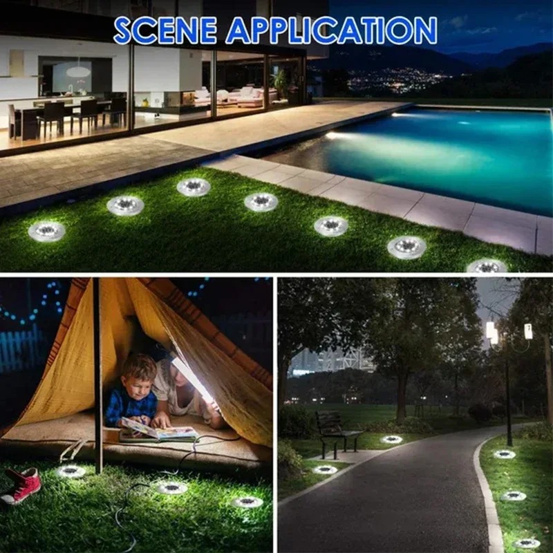 8/20LED Solar Power Disk Licht Outdoor Garten Solar U-licht Deck Licht Scheinwerfer Vergraben Solar Led Lampe garten Dekor