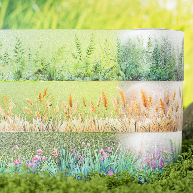 Nastro in PET 6 stili Nastro opaco con erba glitterata fine Manuale Nastro artistico decorativo fatto a mano per album di ritagli e diario fai-da-te