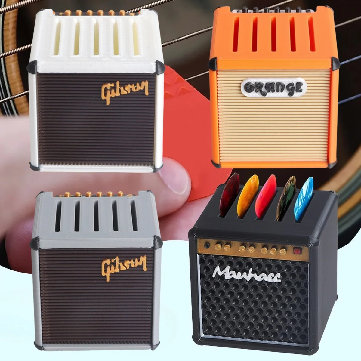 Miwayer Guitar Pick Holder/3D Printed Large-Capacity Portable Amp  Shape Guitar Pick Holder w/5 Slots/for Guitar Accessories
