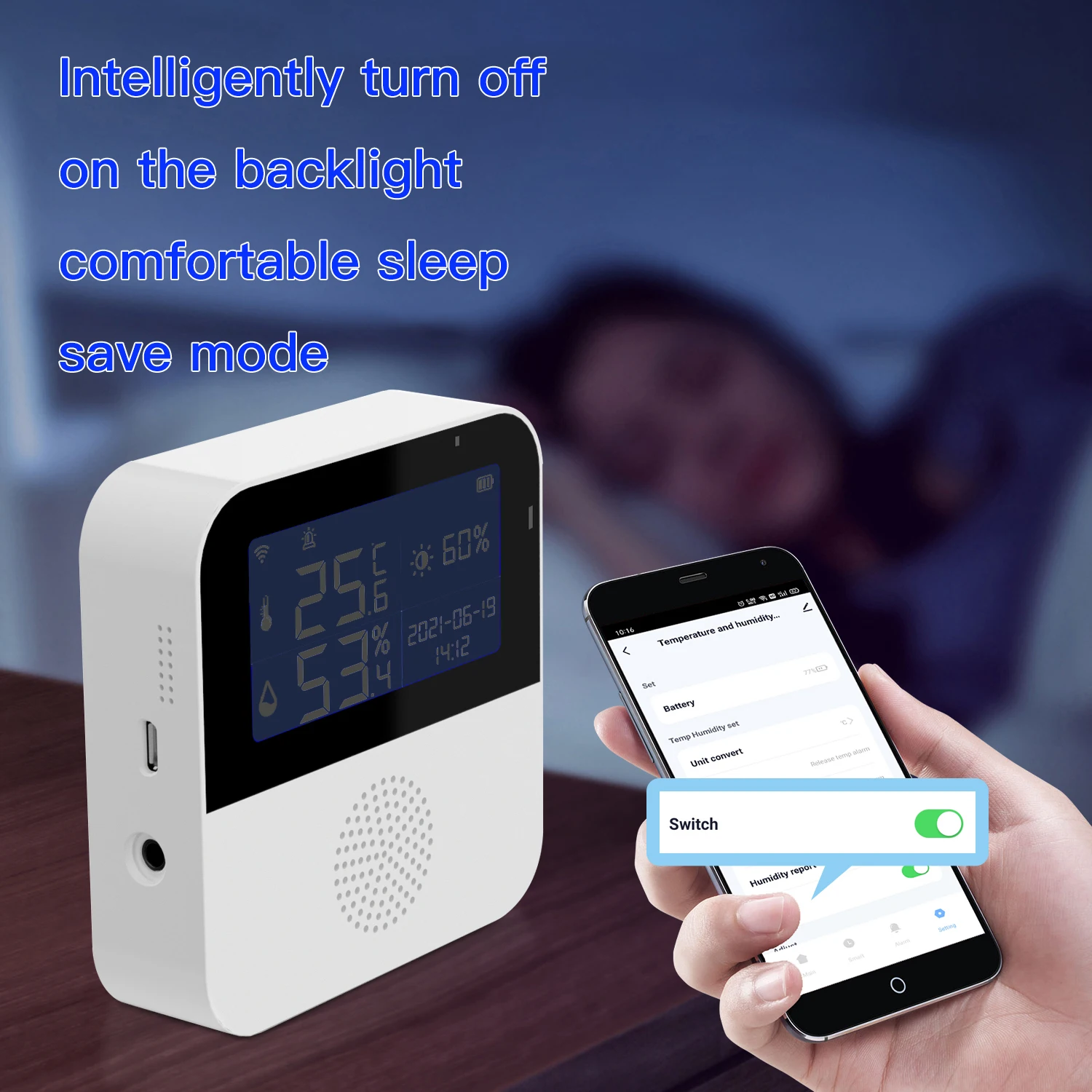 LCD-Display Tuya WIFI Temperatur-Feuchtigkeitssensor für Smart Home oder Pflanzenwachstum Hochpräzise mit Wassertemperaturleitung
