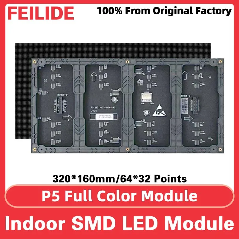 P5 smd tela de exibição led colorida rgb hub75 módulo led sinal digital interior led parede vídeo placa unidade tela grande 320*160mm