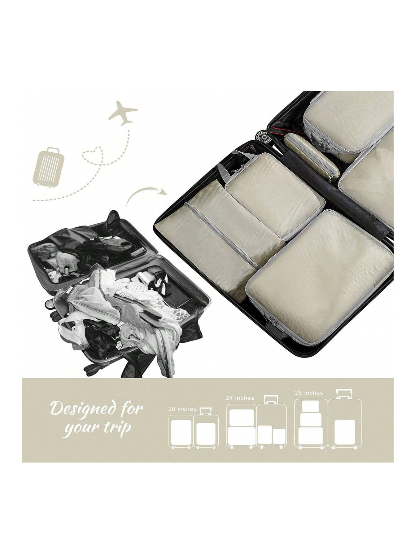 Set/8 Stück komprimierbare Verpackung Reise Aufbewahrungstasche Würfel wasserdichter Koffer Nylon tragbar mit Handtasche Gepäck Organizer Ryanai