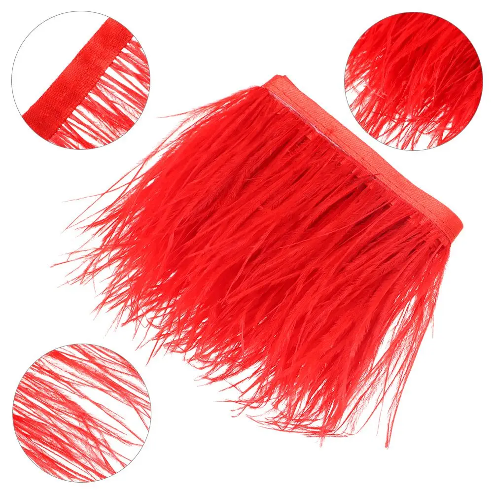 1 เมตรขนนกกระจอกเทศ Trim 8-10 ซม.ขนนกริบบิ้น Selvage สําหรับ DIY งานแต่งงานชุดตกแต่งหัตถกรรมอุปกรณ์เสริม