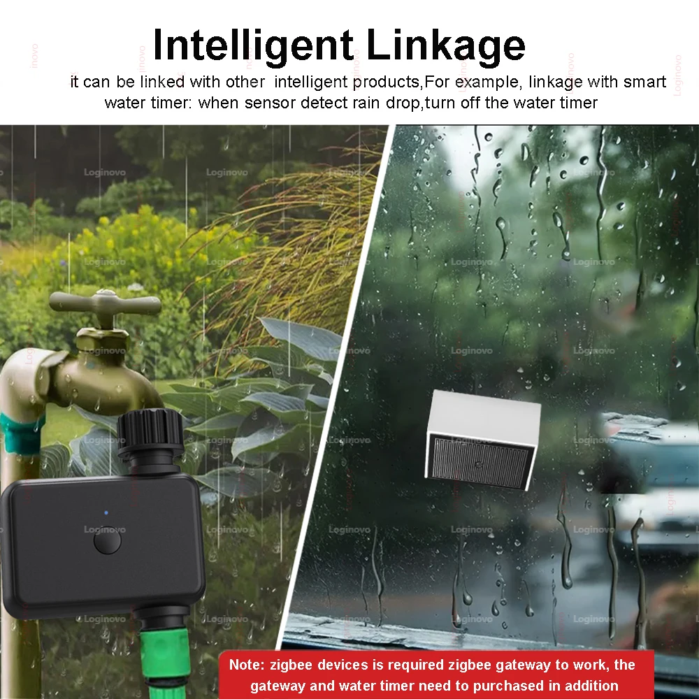 Sensor de chuva zigbee 2 em 1, detector de chuva com detecção de luz de brilho, monitor de aplicativo tuya smart life para casa inteligente automaton