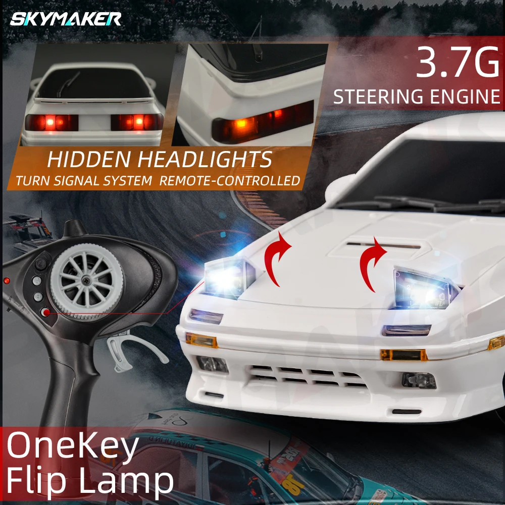 Skymaker-リモコン付きレーシングカー,おもちゃ,ae86モデル,LED,esp,ジャイロスコープ,ミニrcレーシングカー,ld1801,RX-7,fc,ld1802,1:18, 2.4g