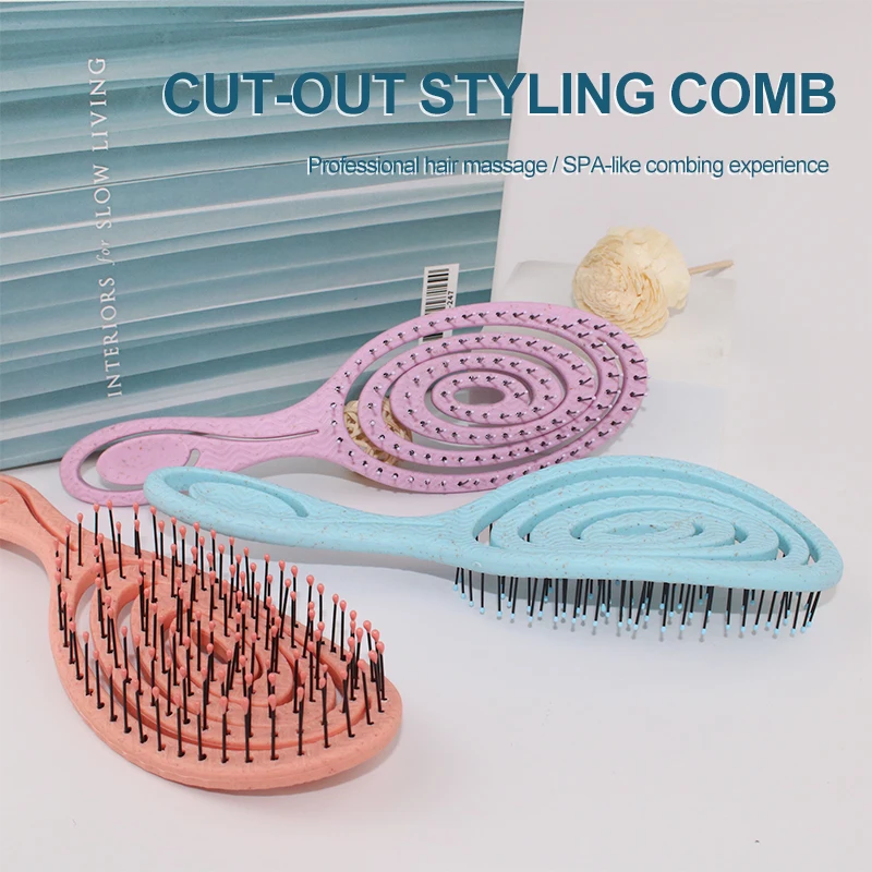 Gute Unisex Nylon & Wheat Straw Mosquito Coil Brush: Multi-Color, Wet/Dry Use, Anti-Static Scalp Massage, Salon/Home