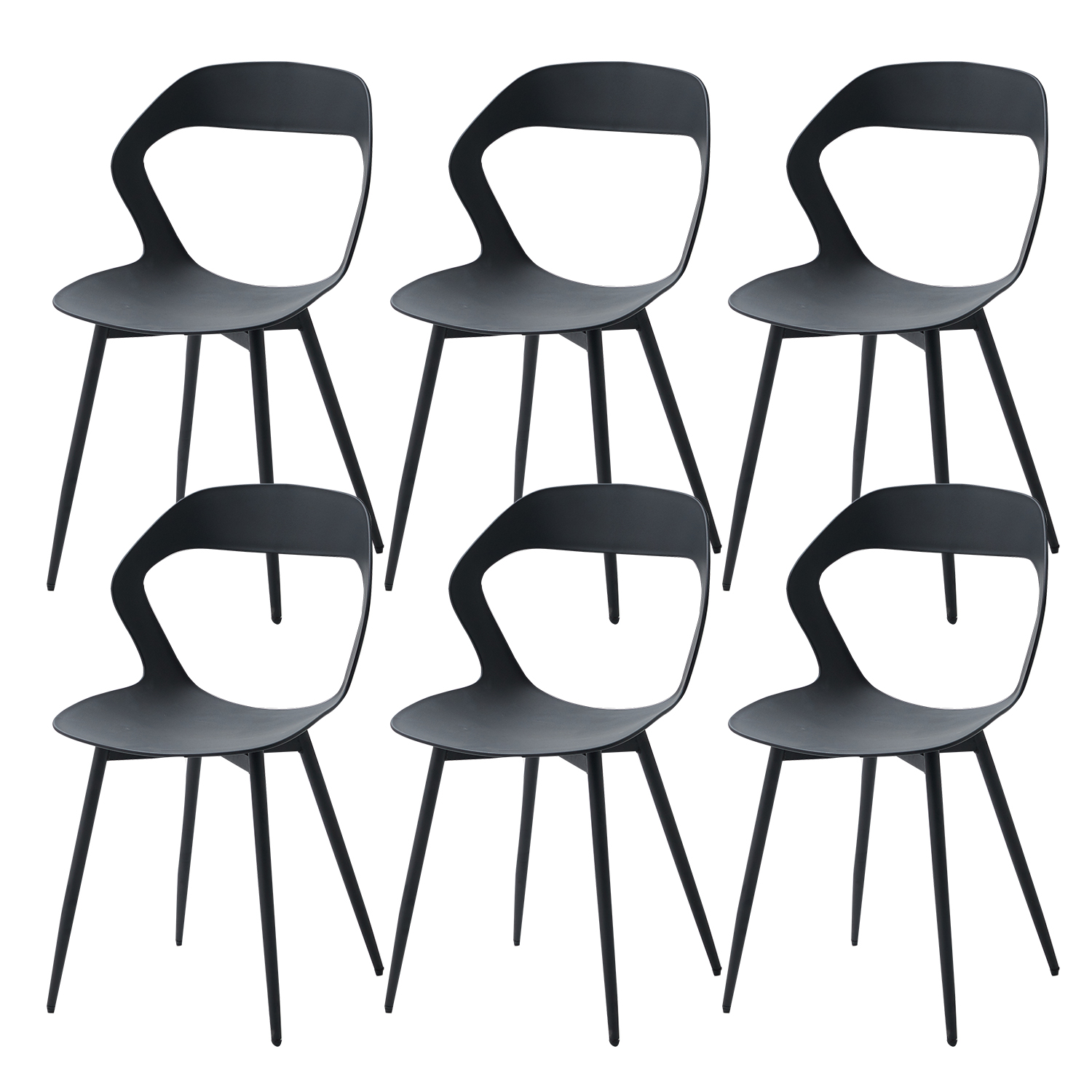 Set di 6 sedie da pranzo scandinave per mobili da sala da pranzo, sedia dal design nordico, sedia con schienale creativo per la casa, bianco/nero