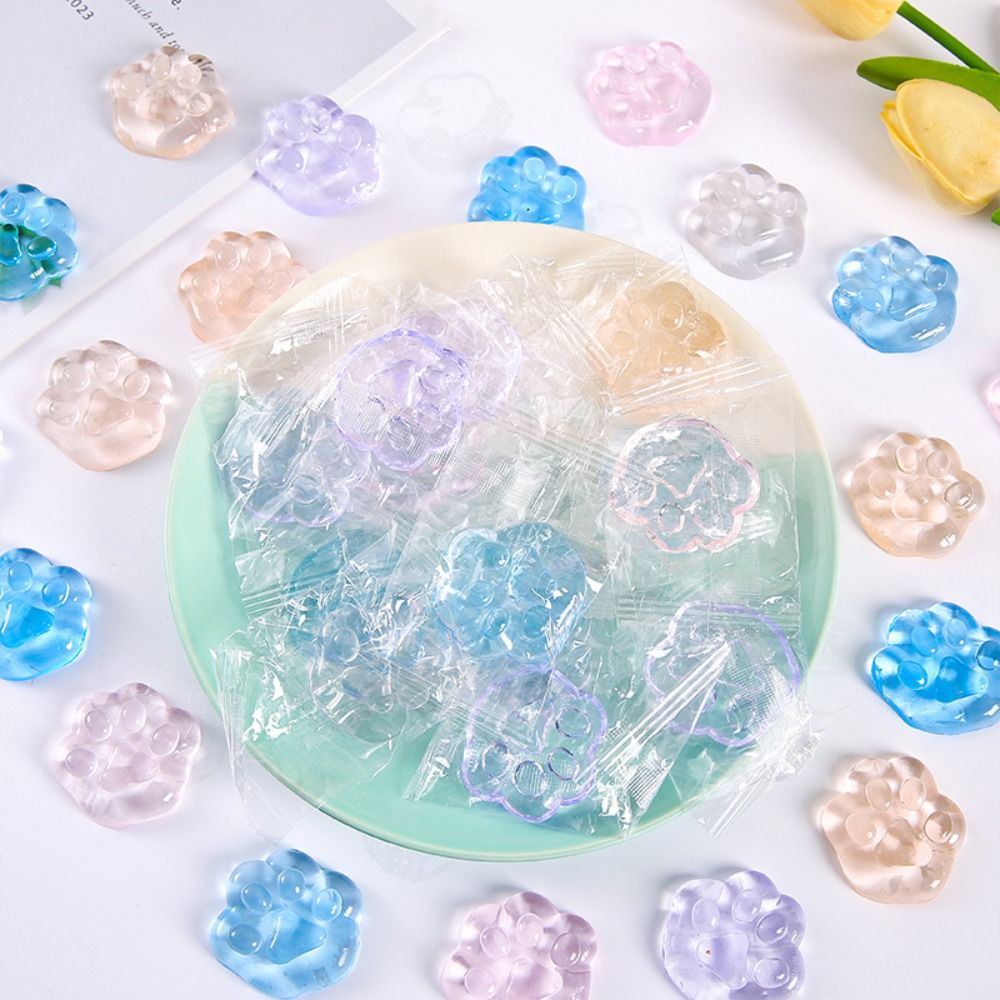 Mochi Ice Block Stress Ball Toy Cube Cat Claw Stress Relief Squeeze Toy Kawaii Transparent Fidget Toy Mini Squishy Toys