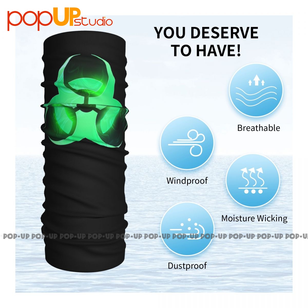 バイオハザードは、緑のクールな危険警告歯ロゴネックgaiterバンダナスカーフフェイスマスクを無駄にします