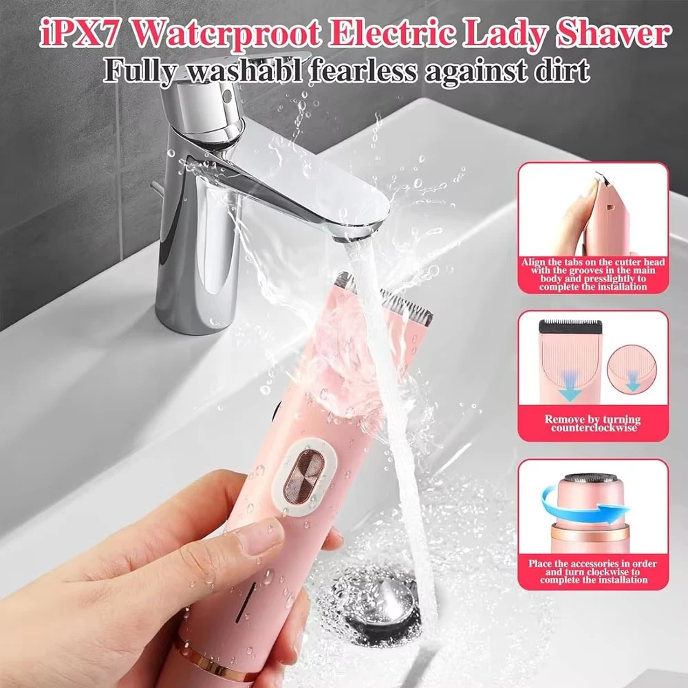 Depilador corporal para mulheres, barbeador elétrico, navalha, rosto, bigode, perna, corpo, axilas, biquíni, removedor de pelos elétrico
